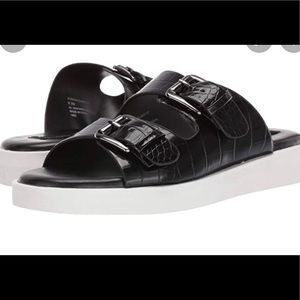 Steve Madden Black Croc Platform Slides size 7.5